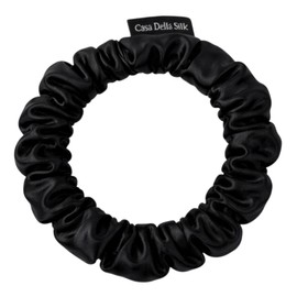 Casa Della Silk Petite Mulberry Silk Scrunchies x6 – Small – Midnight Noir