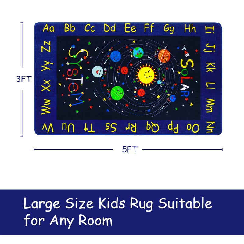 COZYLOOM Kids Solar System Educational Rug Galaxy Outer Space Kids