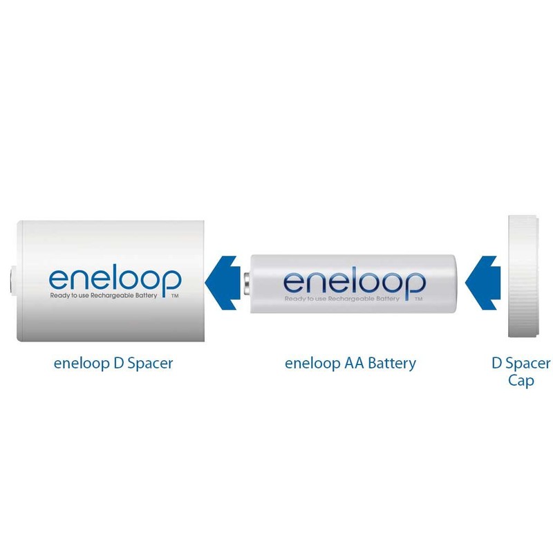 Eneloop Panasonic K-KJS1MCA2BA D Size Battery Adapters AA 2100 Cycle
