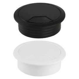 2 Pcs Desk Grommet 60mm White Black, Desk Hole Covers, Round Computer Desktop Grommets, Plastic PC Computer Wire Hole Cover for Home Office Cord Cable Management Tidy