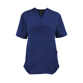 Natural Uniforms Women's Scrub Set Medical Scrub Tops and Pants - Pack of 12 Set (XX-Small, True Navy Blue)