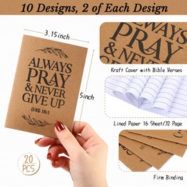 Fuutreo 40 Pcs Christian Gift Bible Verse Prayer Journals Bible Pens Inspirational Religious Notebook Mini Scripture Pocket Notepad for Church Pastor Christmas Men Women Sunday School (Classic Style)