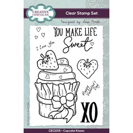 Creative Expressions Sam Poole-Cupcake Kisses-Clear Stamp Set, 4 x 6 inches
