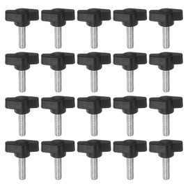 QUARKZMAN 20pcs T Wing Knobs Thumb Screws M6x20mm Standard Male Thread Plastic T Knobs Handles Hand Clamp Knobs Handle Thumb Screw Black