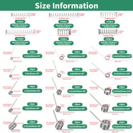 Yauhar 115Pcs 29 Sizes Stainless Steel Mechanical Small Springs Assortment Kit Contains 45/90/120 Degree 6 Laps Torsion Springs and Compression Spring for Shop Home Repairs
