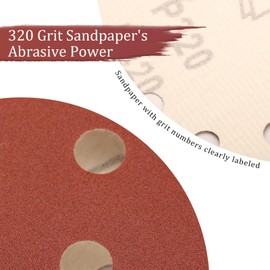 Szarint 100 PCS 320 Grit 5 Inch Sanding Discs, Hook and Loop Sandpaper for Random Orbital Sander