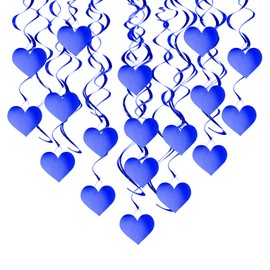 Autupy Pack of 24 Royal Blue Heart Hanging Swirl Decorations,Whirls Decorations for Birthday,Wedding,Anniversary, Graduation Party Supplies
