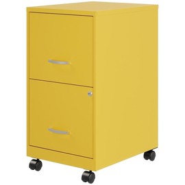 UrbanPro 2 Drawers 26.7" Vertical Yellow Metal Filing Cabinet Lockable Pre-Assembled Movable Letter Size for Home, Office