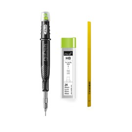 ADAM DEALS Pica Fine-Dry 0.9 Deep Hole Marker Pencil 7070 + 24 Replacement Graphite Leads HB 7030 + Standard Yellow Carpenter Pencil