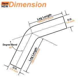 Simnliras 2 Pcs 2.5" OD 45 Degree Exhaust Pipe 45° Mandrel Bend Elbow Stainless Steel 2.5 inch Exhaust Elbow Pipe for Car Modified Exhaust System, Universal Fit, 5.9" Leg Length