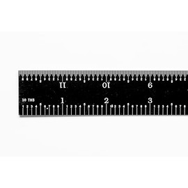 PEC Tools 302-012EZ, 12 Inch Rigid Ruler, 3R (32nds, 64ths, 10ths, 50ths),Made in US, Stainless Steel, Black Chrome