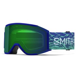 SMITH Squad MAG Goggles with ChromaPop Lens – Performance Snowsports Goggles with Easy Lens Change Technology for Skiing & Snowboarding – Lapis Brain Waves + Everyday Green Mirror
