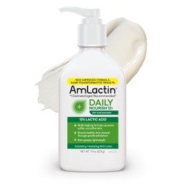 AmLactin Daily Nourish - Therapeutic Body Lotion for Dry Skin - No-Scrub Exfoliator and Moisturizer with 12% Lactic Acid AHA, 7.9 oz (Packaging May Vary)