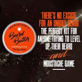 Wild Willies Natural Boar Bristles Beard Brush & Beard Balm Leave-In Conditioner Kit, Boar Brush & Beard Butter - Travel Size, Ergonomically-Designed Handle, Promotes Fast Beard Growth & Removes Itch