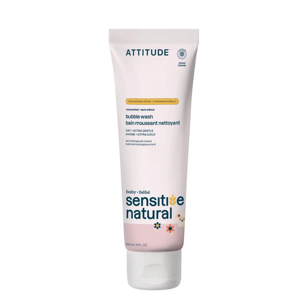 ATTITUDE Bubble Body Wash for Baby, EWG Verified, Extra Gentle,