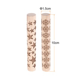 sourcing map 2pcs Wood Clay Roller 4" Snowflake Star Pattern Rolling Pins Pottery Tools Wood Grain Texture Rollers for Clay Baking Dough Playdough DIY