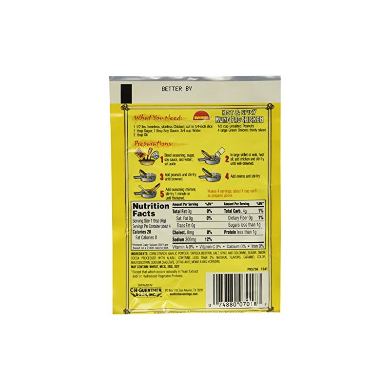 Sun-Bird HOT & SPICY KUNG PAO CHICKEN Asian Seasoning Mix,