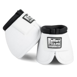 Jeffers Equine Ballistic Bell Boots - White, Large | Shock Absorbing Hoof Protection for Horses | Secure Double Hook & Loop Closure, Perfect for Travel, Training, & Equestrian Riding - 1 Pair