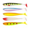 ANCLLO 5 Colors T-Tail Swimming Bait, Soft Bait, Curved Tail，Ribbed