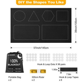 Blackout Blinds Shade for Bedroom Window 39"x57"x2Pcs-100% Blackout Window Cover Paper Film Portable Travel Blackout Curtains Temporary Blind Screen Darkening Fabric for Baby No Drill Cut to Size