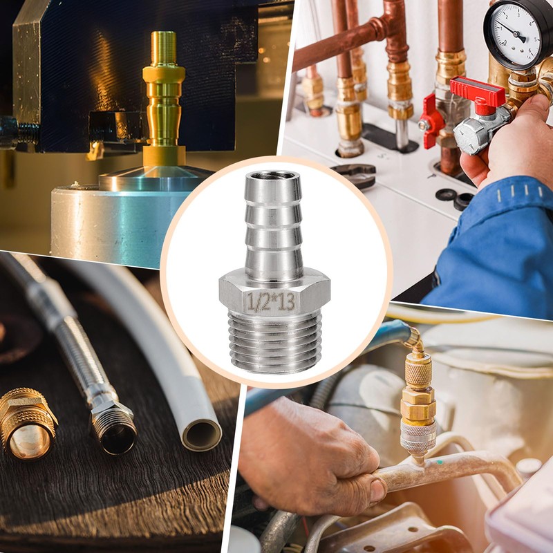 sourcing map 5pcs Stainless Steel Barbed Fitting 1/2" NPT Male
