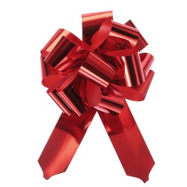MECCANIXITY 10pcs 4 Inch Metallic Large Big Pull Bow Gift Wrapping Bows Ribbon for Wedding Car Baskets Presents Christmas Bow, Red