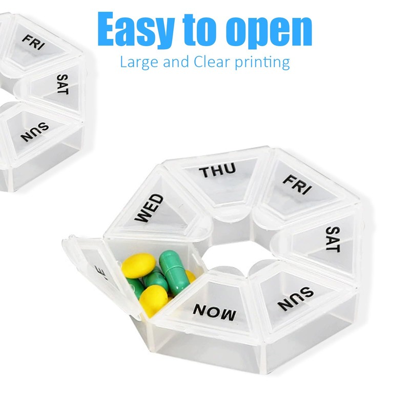 Cute Weekly Pill Organizer, 7 Day Vitamin Supplement Pill Case,