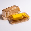 Champagne Color Glass Butter Dish with Lid for Kitchen Countertop,Covered