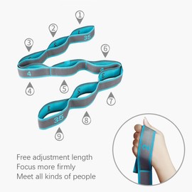 ZZM Yoga Resistance Stretch Strap, Pilates Yoga Elastic Stretch Bands Gymnastics Workout Exercise Bands Fitness Dance Training Bands with Loops for Stretching Rehabilitation