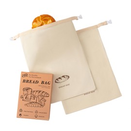 Zypb 2-Pack Reusable Beeswax Bread Bags for Sourdough & Homemade Bread, Large 17x13 Inch Eco-Friendly Cotton, Keep Bread Fresh Longer, Freezer-Safe, Easy to Clean, Natural Beeswax Lining for Freshness