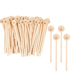 HLSN 200Pcs Coffee Stirrers- 5.9 Inch Natural Wooden Coffee Stirrers With Round Ends, Disposable Biodegradable Cafe Grade Coffee Stir Sticks Wood Beverage Mixer for Coffee Cocktails Milk Tea