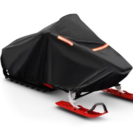 COVERVIN Black Snowmobile Cover, Rugged Durable Waterproof Sled Ski Cover with Reflective Stripes and Elastic Bottom Can Be Trailerable (M fits Length 115 "x51 x48)