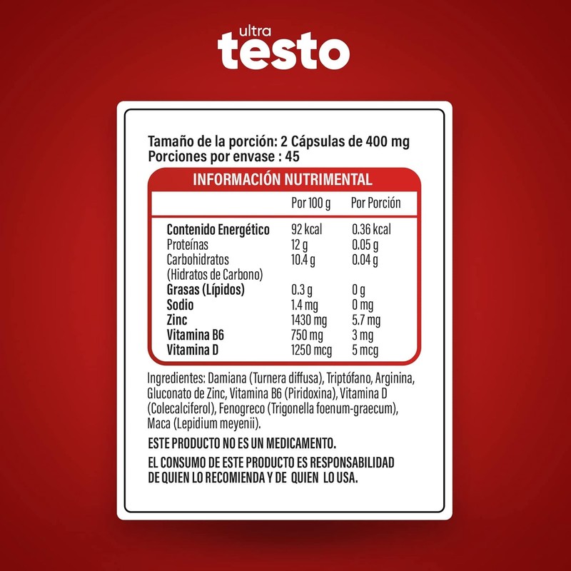 Ultra Testo | Precursor Para Hombres | Maca Negra, Fenogreco,