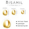 Risamil 3 Pairs Hoop Earrings for Women 14K Gold Hoop