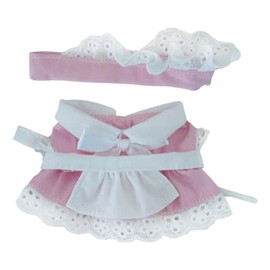 niannyyhouse 3.9 inches (10 cm) Plush Doll Clothes Maid Clothes Headwear Apron Dress Clothes Cotton Doll Accessories (Pink)