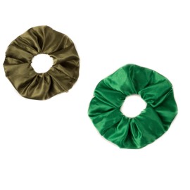 Mytoptrendz® 2 Pcs Large Luxurious Smooth Soft Silky Satin Plain Scrunchie Ponytail Hairbands Traceless For Girls Women Thick Curly Hair - (Green tone)