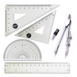 YUANCOX Geometry Rulers and Compass Set Student Drawing Compass Rulers Protractor School Rulers Set,Metal Compasses for Student Kids Drawing Set