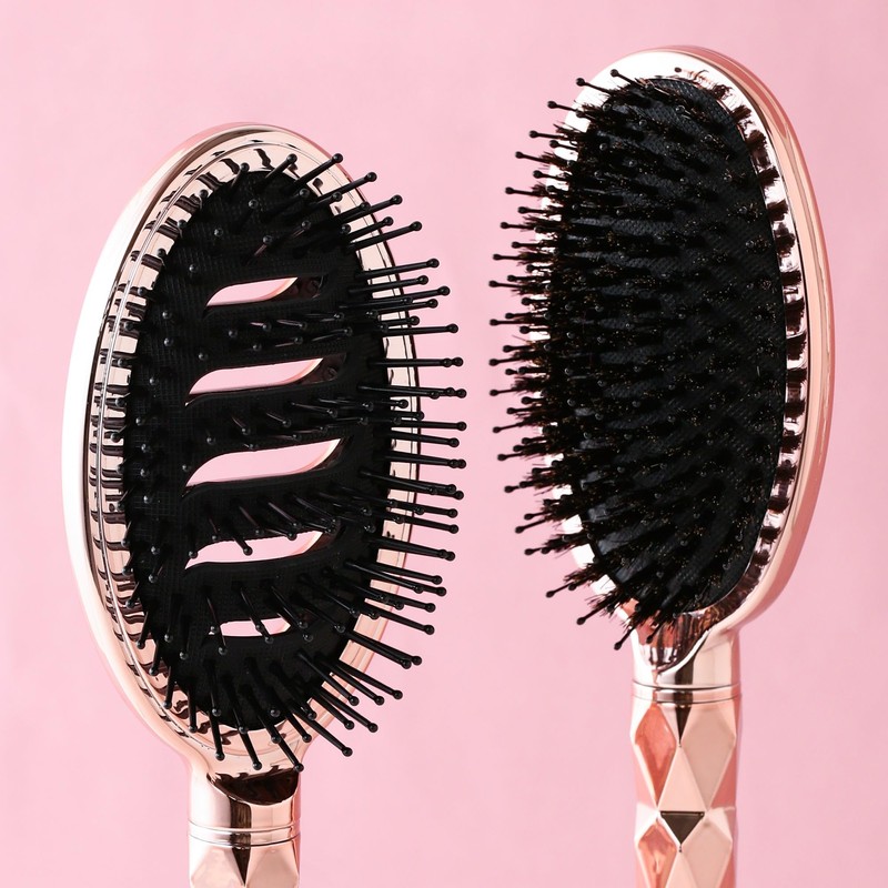 Francfranc Siv Bent Oval Hairbrush Shiny Pink Gold