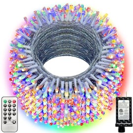 Heceltt Christmas Lights Outdoor Decorations, 394ft 1000 LED Extra Long Waterproof Twinkle Fairy String Lights, Clear Wire UL Listed Plug in with Remote for Garden Tree Wedding Decoration(Multicolor)