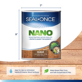 Seal-Once Nano Penetrating Wood Sealer - Premium Waterproof Sealant - 1 Gallon Clear Wood Sealant