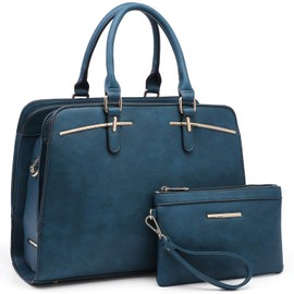 Dasein Women Satchel Handbags Shoulder Purses Totes Top Handle Work Bags with 3 Compartments (3-Dark Teal Blue)