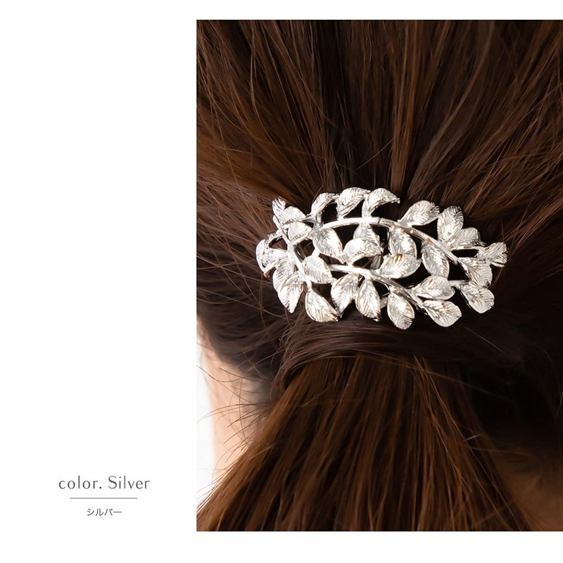 JewelVOX Pony Hook, Hair Accessories, Women's, Popular, Leaf, Metal (Silver)