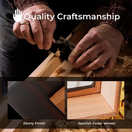 Woodronic Cigar Humidor for 50 Counts with Digital Hygrometer, Crystal Gel Humidifier & Humidor Solution, Spanish Cedar Lined and Divider, Desktop Cigar Box Gift for Men