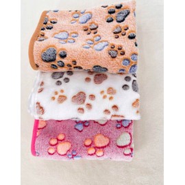 Generic 3pcs set coral fleece thin pet blanket with paw print design, suitable for small cats and dogs, 26774608