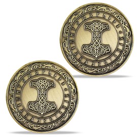 AtSKnSK Norse Viking Mjolnir Coin Thor's Hammer Coin Nordic Mythology Talisman (Mjolnir Coin (Thor's Hammer))