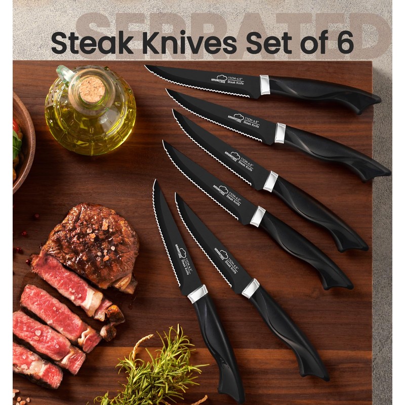 Knife Set, 15 Pieces Kitchen Knife Set with Built in
