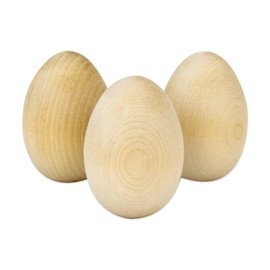 Hygloss Products Wooden Eggs Unpainted Natural Wood-Ideal for Easter Crafts-Flat Bottom-1-3/4 x 2-1/2 Inches-24 Pack