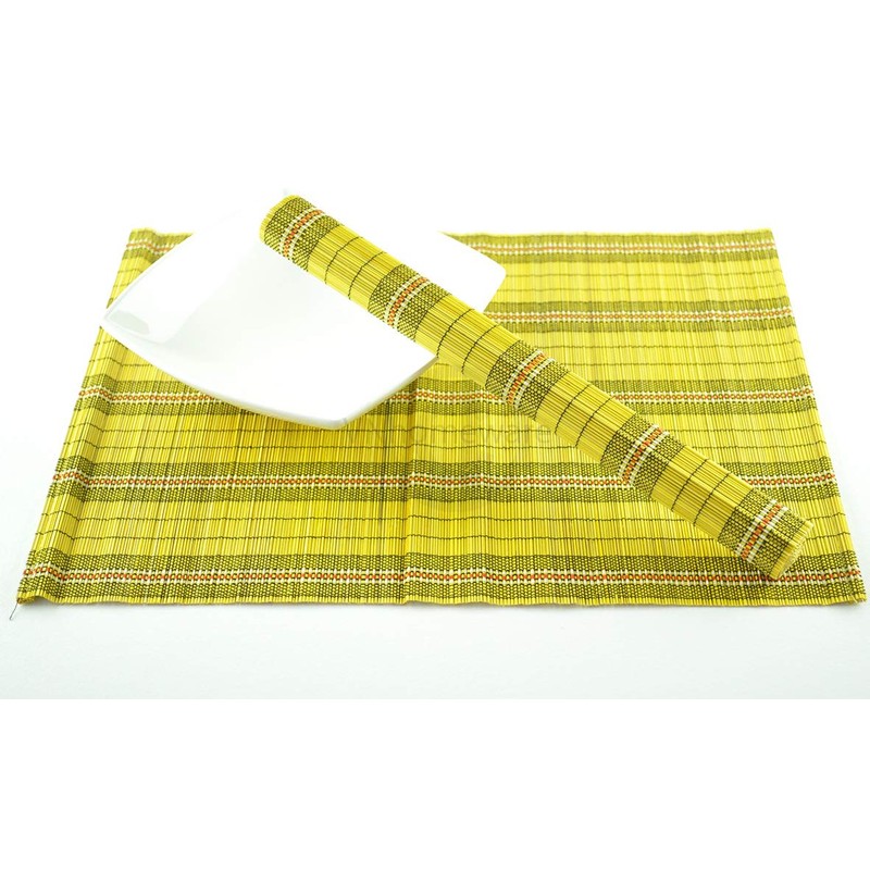 Bamboo Placemats, Pack Of 6 Handmade Wooden Table Mats, Eco