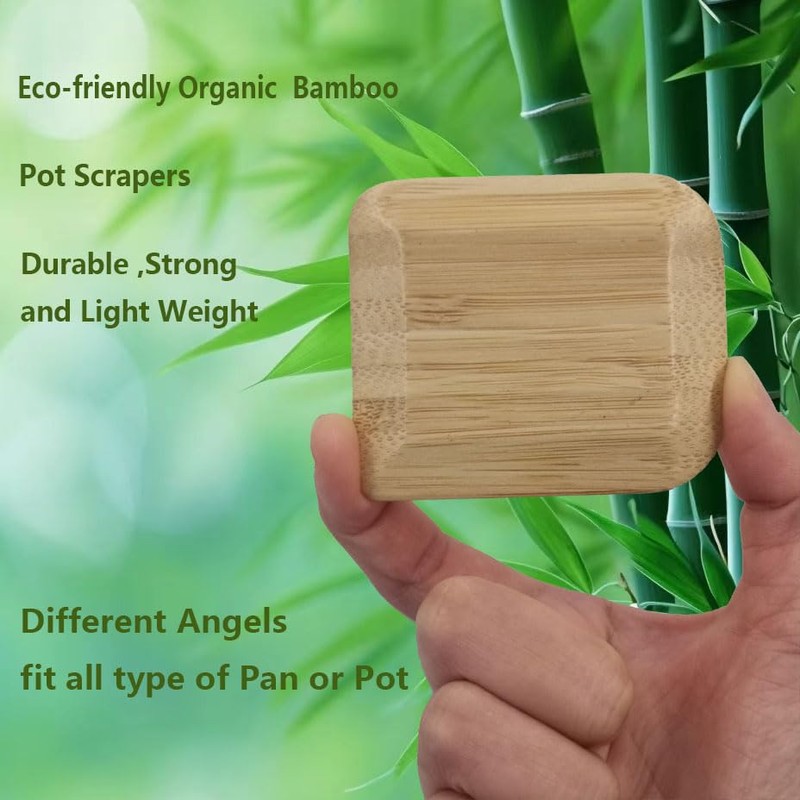 Bamboo Pan Scraper Tool (Pack of 6), Size 2.8" x