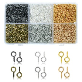 880 Pcs Small Eye Pins for Jewelry Making, Tiny Eye Hooks with 6 Colors, Mini Eyelet Screws in 3 Sizes, Mini Screw Eye Pin Pegs for Art Projects, Bead Charms, Jewelry Making and DIY Crafts (5 mm)